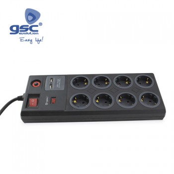 8-fach Steckerleiste + 2 USB Ladebuchsen Ref. 0803393
